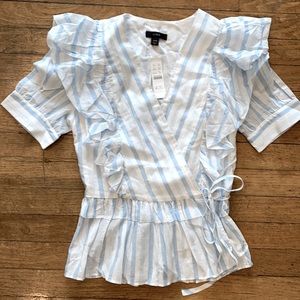 Ruffle wrap top in stripe